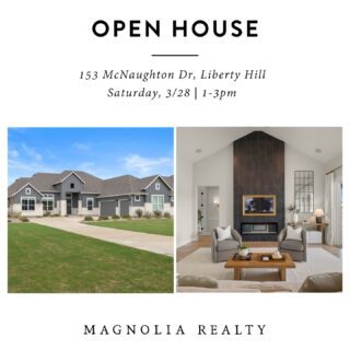 Saturday Plans? Come walk through this Liberty Hill beauty

We are hosting an open house at 153 McNaughton Drive and it is one you do not want to miss. If you have been searching for a home with space, natural light, and a layout that just makes sense, this one checks all the boxes.

From the moment you step inside, it feels warm, open, and easy to imagine yourself living here. The kitchen is the heart of the home with plenty of room to gather, and the multiple living spaces give you flexibility for work, play, or hosting friends and family.

Step outside and it only gets better. The backyard features a beautiful pool and space to relax, entertain, and enjoy those long Texas summers.

153 McNaughton Dr, Liberty Hill
Saturday, March 28 1:00 PM – 3:00 PM

Stop by and take a look in person!
.
.
#libertyhill #openhouse #texasrealestate
