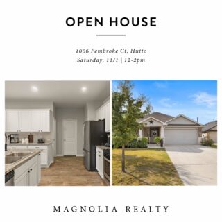 ✨ Open House Tomorrow! Saturday 11/1 | 12–2 PM

Come tour this charming 4-bedroom home in Hutto! Situated on a quiet cul-de-sac near Hutto Elementary and Fritz Park, this home offers both convenience and community.

Inside you’ll find a welcoming open layout, an oversized kitchen island ready for gatherings, luxury vinyl plank flooring, and a cozy shiplap fireplace. The primary suite has a stylish accent wall and the newly installed carpet gives everything a clean, move-in ready feel.

The backyard is spacious and flexible for play, pets, entertaining, and includes a large storage shed.

Stop by and see if this is the one!

📍 1006 Pembroke Ct, Hutto 🛏 4 Bed | 🛁 2 Bath | 2,020 Sq Ft 💰 $345,000
.
.
#HuttoTexas #HuttoTX #HuttoHomes #HuttoRealEstate #AustinSuburbs #NorthAustin #CentralTexasLiving #WilliamsonCounty #openhouse